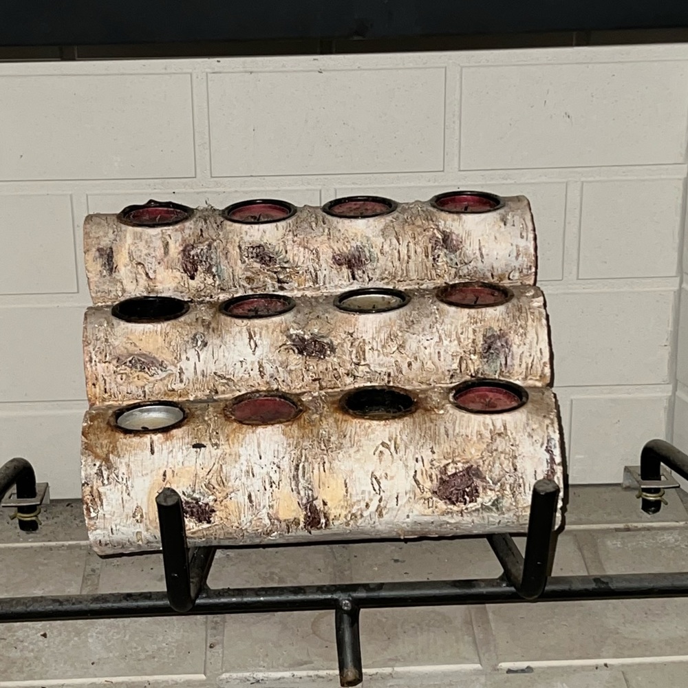 3 Tier tea light Birchwood, fireplace accent